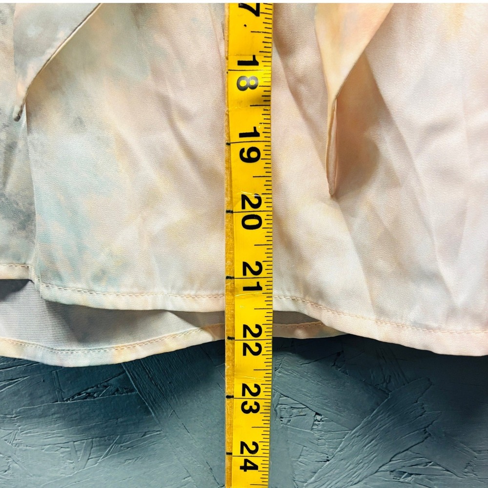 Saltwater Luxe Tie Front Blouse Women's Large Blue Peach Tie Dye Cropped Top - Picture 9 of 11